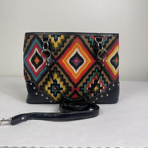 Cleto Concealed Carry Purse Shoulder Bag Protection Aztec Geometric Boho Artsy - Picture 9 of 13